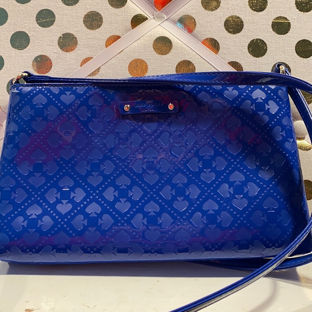 kate spade patent crossbody bag in electric blue